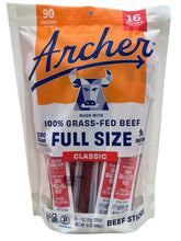 Generic brand front pack showing 16 full-size beef sticks and clean ingredients benefit