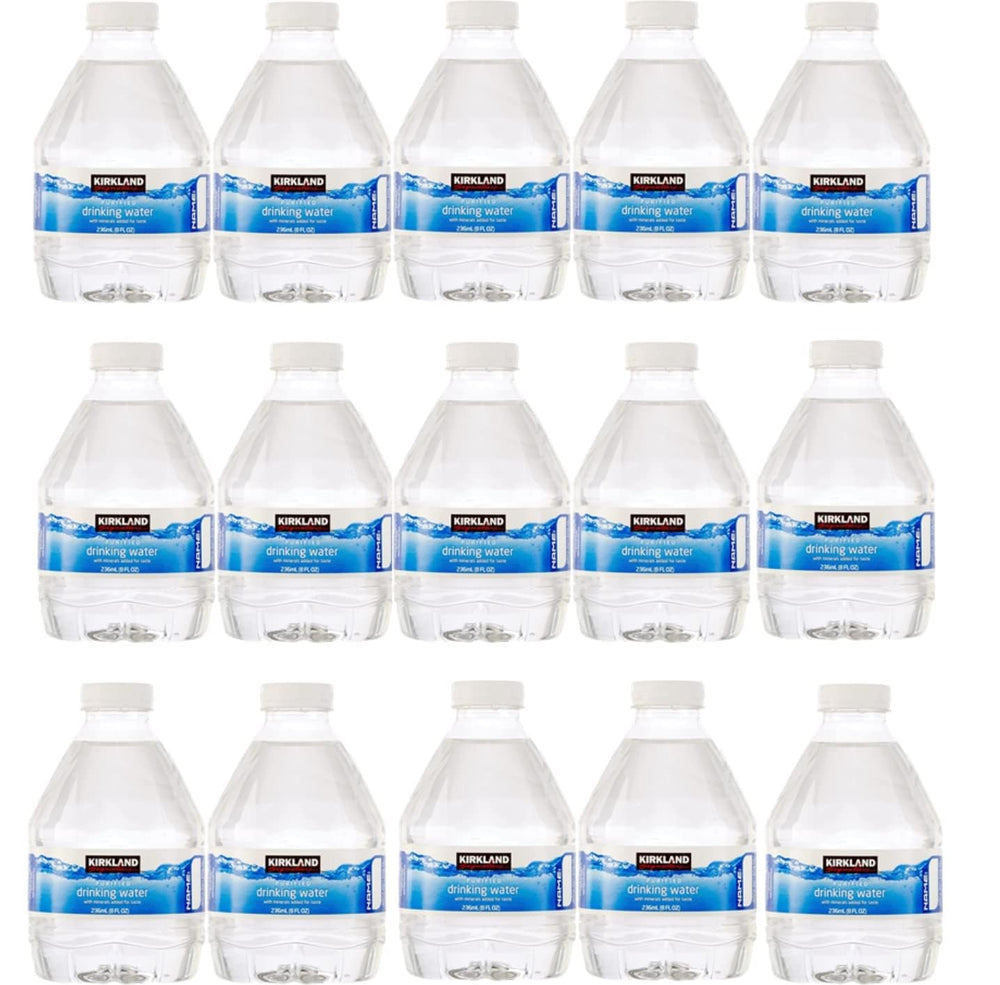 Generic front packaging showing 15 eight ounce bottles and easy transport convenience