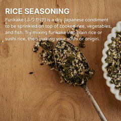 Generic furikake close-up texture of seaweed sesame and egg flakes for crunch