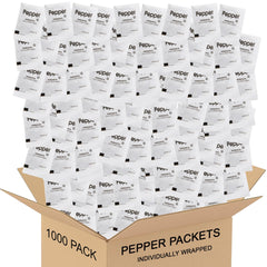Generic pepper packet front view showing sealed single-serve convenience and freshness