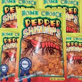 Generic peppered shimps front packaging showing pouch and brand, appealing snack
