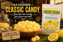 Generic brand single lemon drop profile on white, slow-dissolving texture