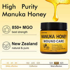 Generic Manuka jar next to ruler for scale, brand shows true 3.88 oz size