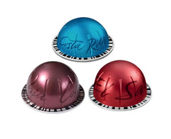 Generic front packaging showing three single-origin capsules and benefits of balanced flavors