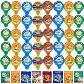 Generic front packaging of 50-count creamer singles showing variety and convenience