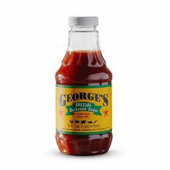 George's Sauces front packaging showing 16 oz bottle and branding benefit