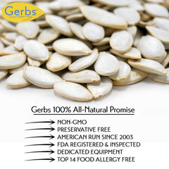 GERBS pumpkin seeds in a white bowl ready to eat, adds crunch to meals