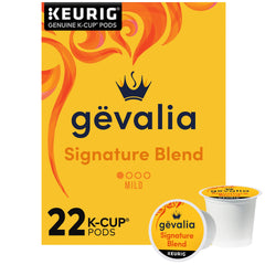 Gevalia box front packaging showing brand and 22-count convenience