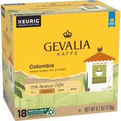 Gevalia close-up of K-Cup and roasted beans highlighting rich Arabica quality