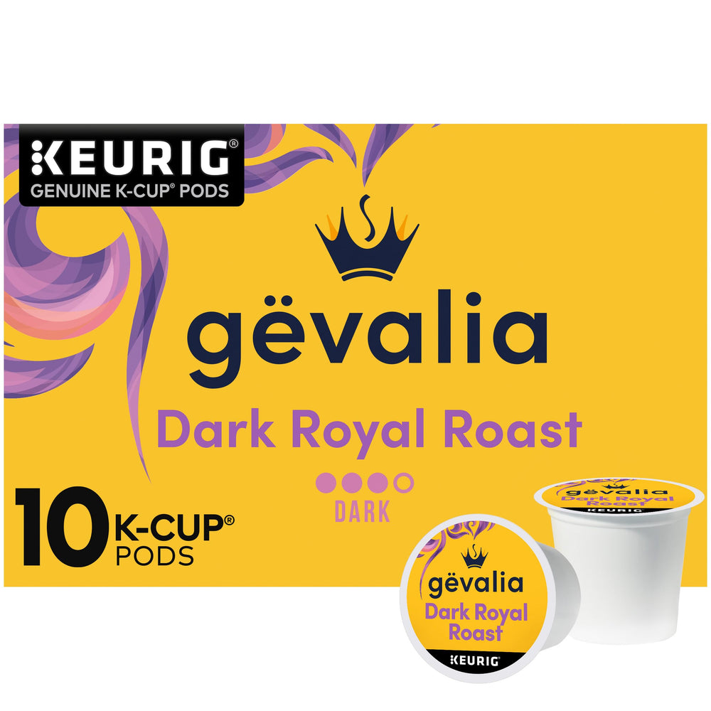 Gevalia front box showing bold dark roast branding and count