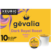 Gevalia front box showing bold dark roast branding and count