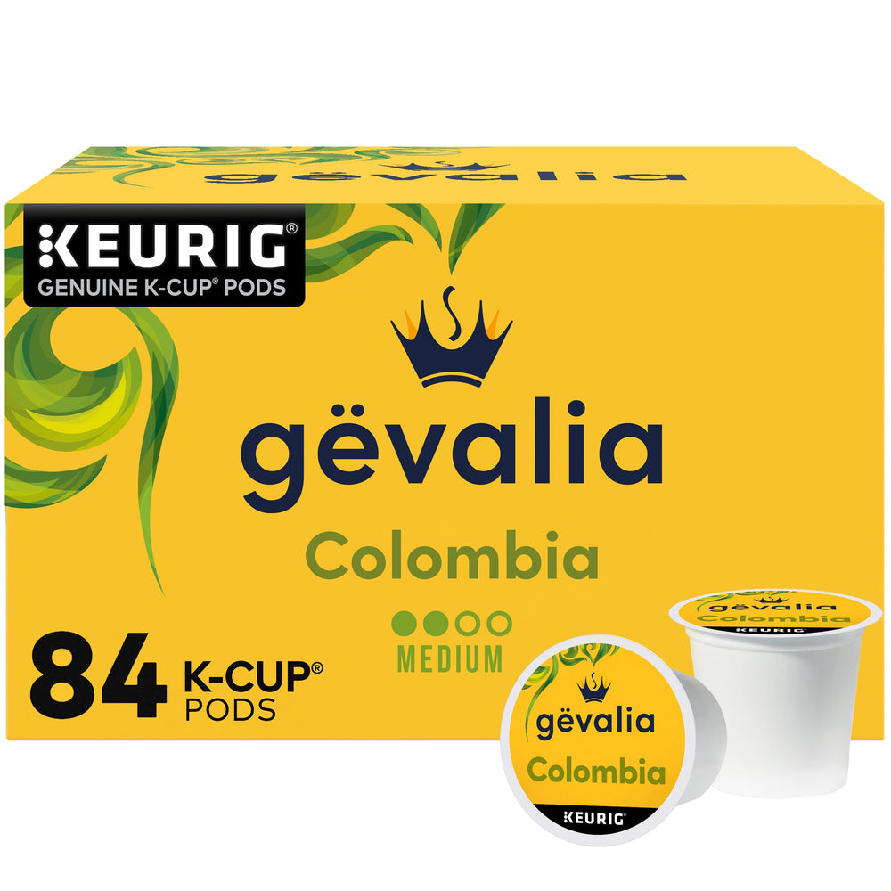 Gevalia front packaging 84 ct displaying brand and medium-roast benefit