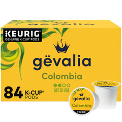 Gevalia front packaging 84 ct displaying brand and medium-roast benefit