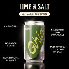 Ghia side label close-up highlighting ingredients and craft