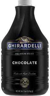 Ghirardelli front tub view showing label and net wt for quick identification and inventory