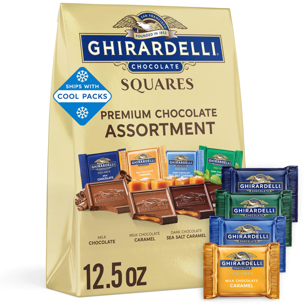 Ghirardelli front bag showing labeled assortment and pack convenience
