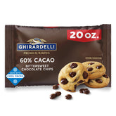 Ghirardelli front packaging showing 20oz bag and brand advantage