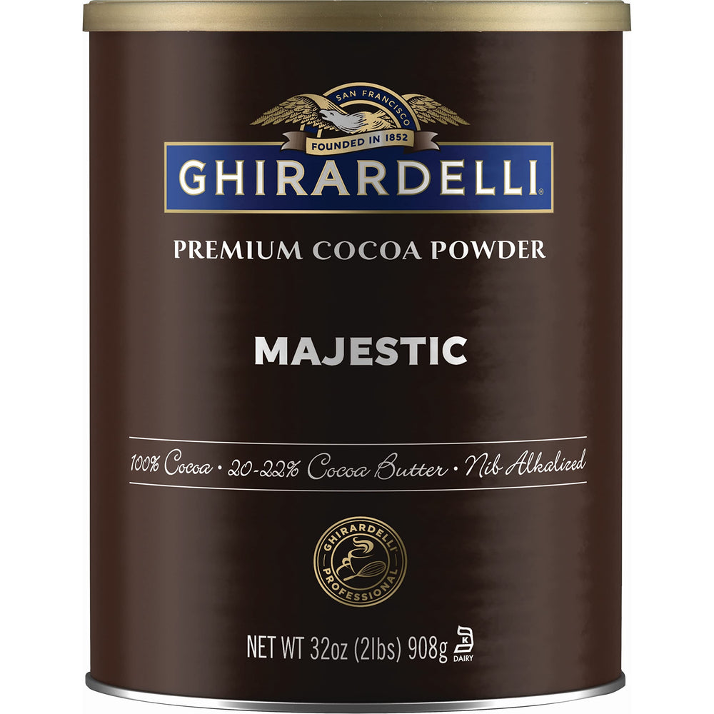 Ghirardelli front packaging 2 lb cocoa showing brand and quantity for pantry-ready use