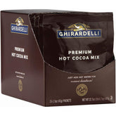 Ghirardelli front view of 15 single-serve packets showing packaging and quantity benefit