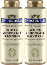 Ghirardelli front packaging of two 16 oz squeeze bottles showing brand and product benefit