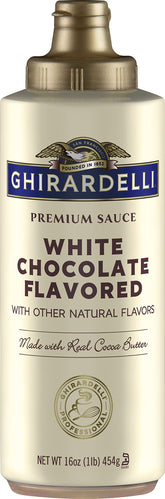 Ghirardelli bottle front view showing label and convenient squeeze cap for easy topping