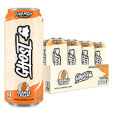GHOST front packaging showing 12-pack and bold orange cream branding benefits clarity