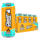 GHOST front packaging Tropical Mango can showing branding and zero sugar benefit
