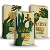 Giadzy front packaging three-pack showing Italian gluten-free assortment and premium branding