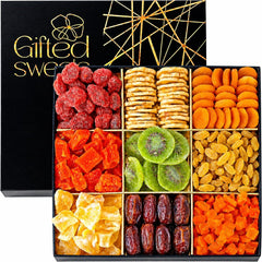 Gifted Sweets front packaging of tropical dried fruit gift box showing elegant presentation and convenience