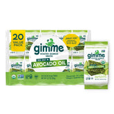 gimMe front packaging showing sea salt and avocado oil flavor and benefits