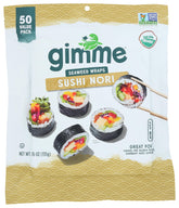 gimMe resealable container front view showing 50 sheets and organic label for freshness