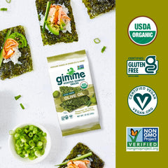 gimMe olive oil drizzle on seaweed demonstrating buttery smooth flavor