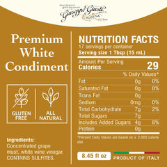 Giusti label close-up highlighting Modena heritage and authentic recipe benefit