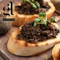 GL TRUFFLE GOURMET LINE texture close-up with visible truffle pieces enhancing richness