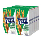 Glico Pretz front packaging highlighting sour cream and onion flavor for easy identification