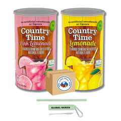 GLOBAL BASICS front packaging showing both Country Time canisters and value bundle benefit