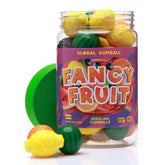Global Gumball front jar view showing vibrant gumballs and easy storage benefit