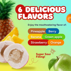 Global Gumball cross-section showing sour center and concentrated tang benefit