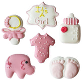 Global Sugar Art front packaging showing 24-count edible baby toppers and benefits