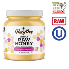 GloryBee close-up of creamy honey texture on spoon to highlight smoothness