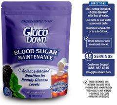 GLUCODOWN prepared berry tea in a cup illustrating refreshing daily use