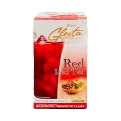 Glutalipo Red Iced Tea sachet close-up highlighting single-serve ease and precise portioning