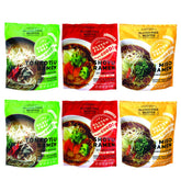 Gluten Free Meister front packaging showing variety 6pack and Japanese branding benefits convenience