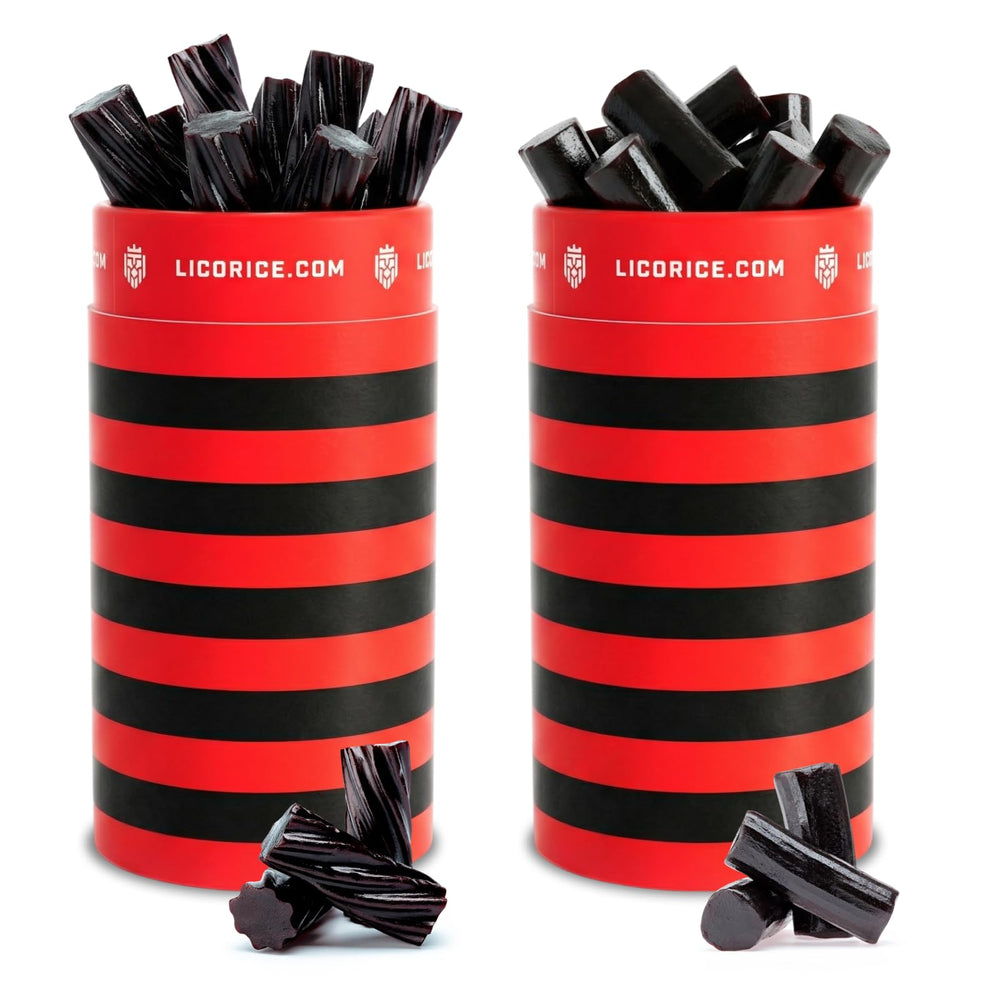 Goat Foods Licorice.com front packaging showcasing two cylindrical containers and premium look
