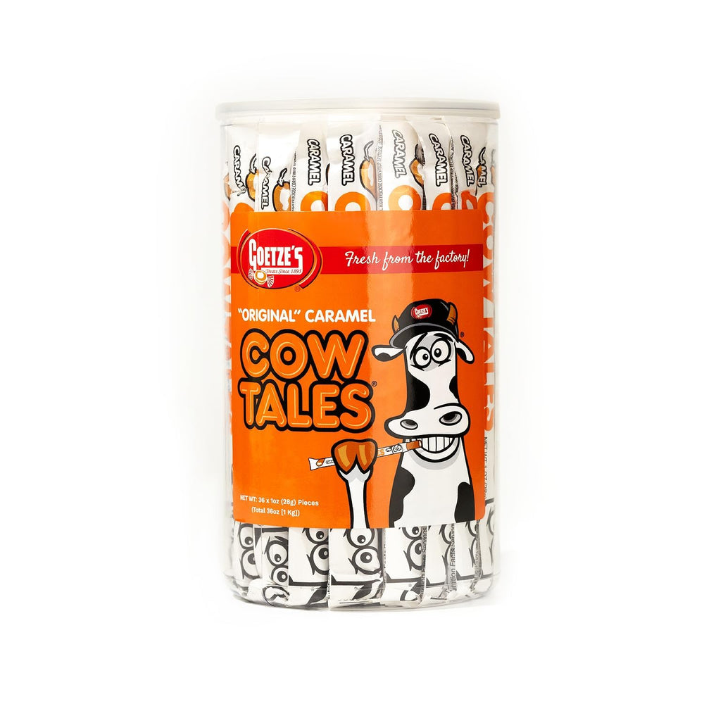 Goetze's canister front packaging showing product and count, clear branding benefit convenience