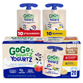 GoGo squeeZ front packaging showing 20-count variety pack and brand for convenient storage