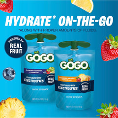 GoGo SqueeZ fruit puree on spoon highlighting smooth texture and easy eating