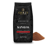 GOLD COFFEE COMPANY Kanaloa Blend front packaging shows branding and Roast benefits