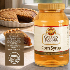 Golden Barrel syrup in bowl with spoon ready for mixing to keep candies smooth