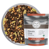 Golden Moon Tea front packaging showing product identity and organic label, clear pantry benefit